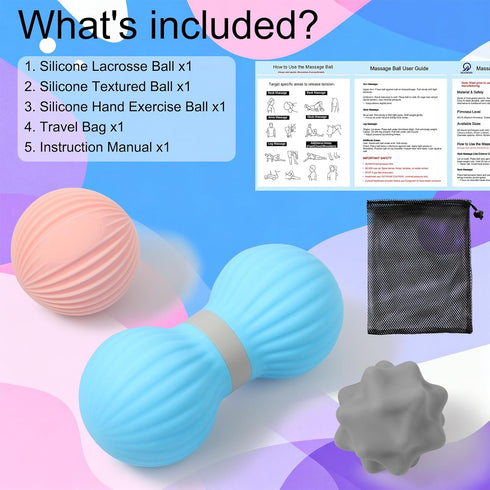 Set, 3 Pack HODEMI Peanut Massage Ball Peanut Roller, Textured Massage Ball & Trigger Point Ball for Deep Tissue