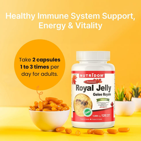Royal Jelly 1000mg, 120 Softgels (One Bottle)