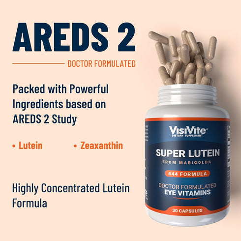 Super Lutein 444 Eye - Unique & Clear Eye Vitamins - Lutein Max Vision Vitamins for Eyes - Zeaxanthin Plus Lutein Eye Vitamins - Clear Eye Supplements for Adults