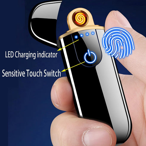 Electric Lighter, Smart Mini USB Rechargeable Lighter, Touch Ignition Windproof Flameless Lighter for Gifts (Red)