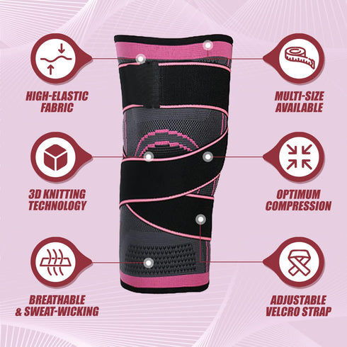 Knee Compression Sleeve with Strap | High Stretch Knee Support for Women Men | Knee Braces for Pain Relief