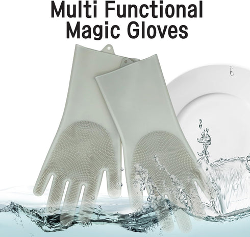Silicone Magic Gloves, Ultimate Cleaning Gloves for Dishwashing, Kitchen, Pet, and Car