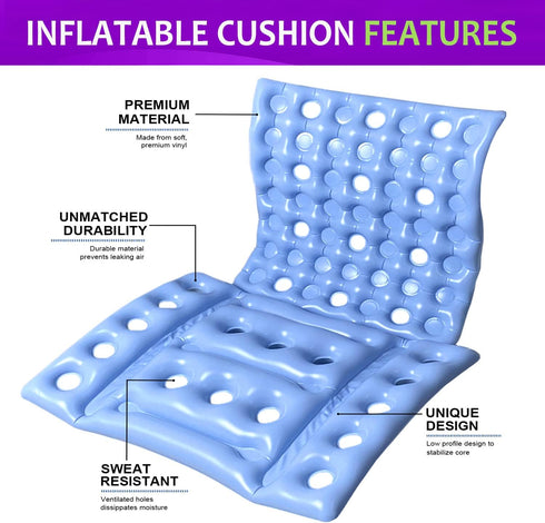 Inflatable Anti-Decubitus Seat Cushion for Wheelchair, Breathable Backrest Air Cushion for Pressure Sores Pain Relief