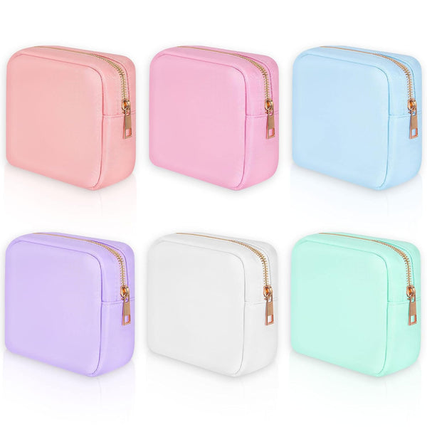 6 Pcs Nylon Makeup Bag - Travel Zipper Nylon Cosmetic Pouch for Purse, Organizer for Women Girls (Assorted Color, Mini)