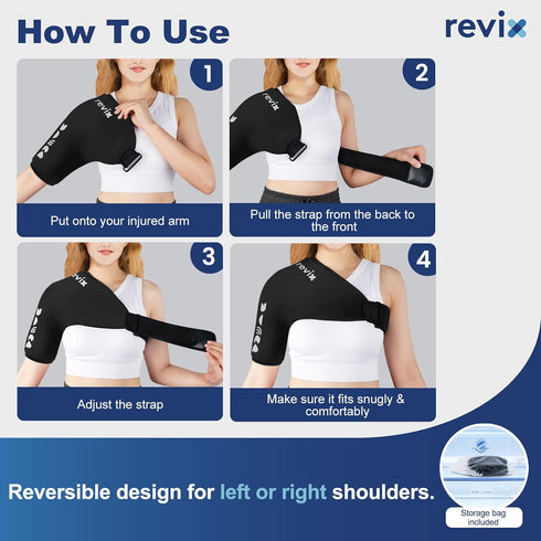 REVIX Shoulder Ice Pack Wrap, Reusable Gel Cold Pack for Arm & Rotator Cuff Tear, Compression for Shoulder Pain Relief