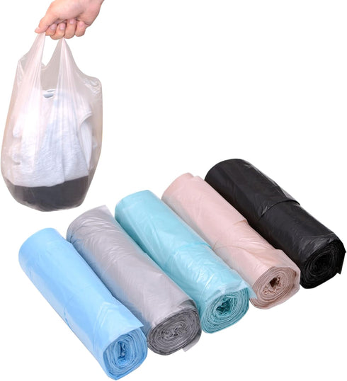 4 Gallon Bathroom Trash Bags, 100 Counts, 5 Rolls, Small Handles, Colorful Portable Rubbish Bags