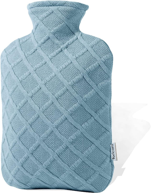 FORICOM Fuzzy Hot Water Bottle with Soft Cover, 2 Liter for Pain Relief, Hot and Cold Therapy