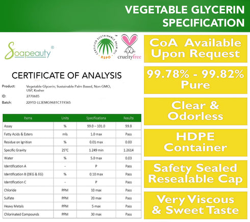 Soapeauty VEGETABLE GLYCERIN USP Grade Non-GMO Natural, Cosmetic Products for Skin, Hair Care, Soap Making, 5 oz