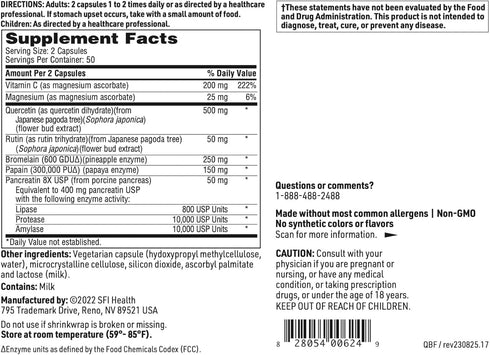 Klaire Labs Quercetin-Bromelain Forte, Immune & Seasonal Support, 100 Capsules