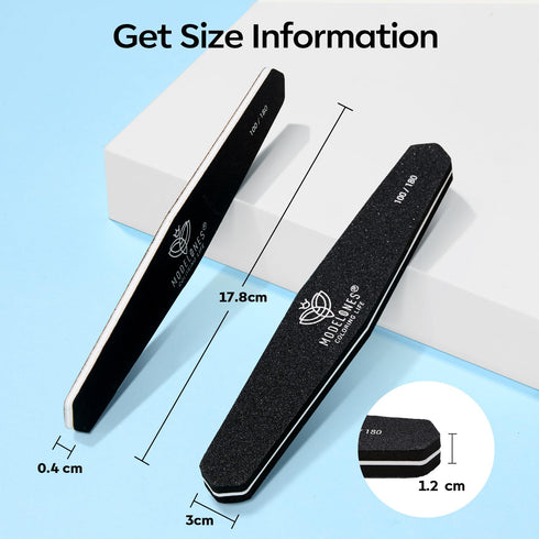 Modelones 8Pcs Nail File and Buffer Set, Professional Double Sided 100/180 Grit Gel Nail File for Acrylic and Natural