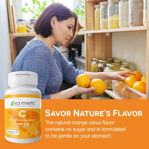EZ Melts Dissolvable Vitamin C, 500 mg, Sugar-Free, 1-Month Supply