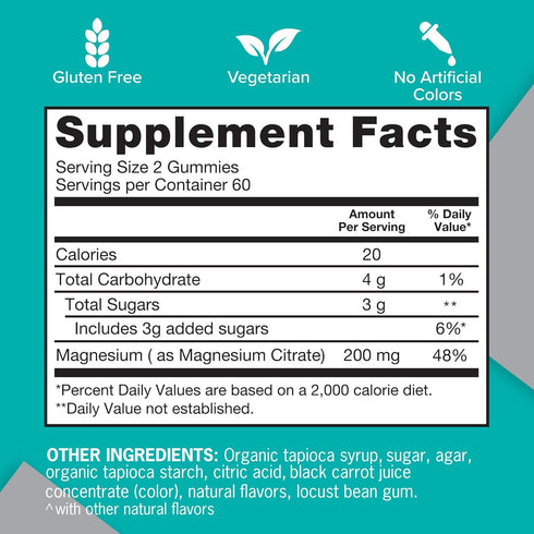 Qunol Magnesium Gummies 200mg, High Absorption Magnesium Supplement, Supports Nerve, Bone, Muscle Health, 120 Count
