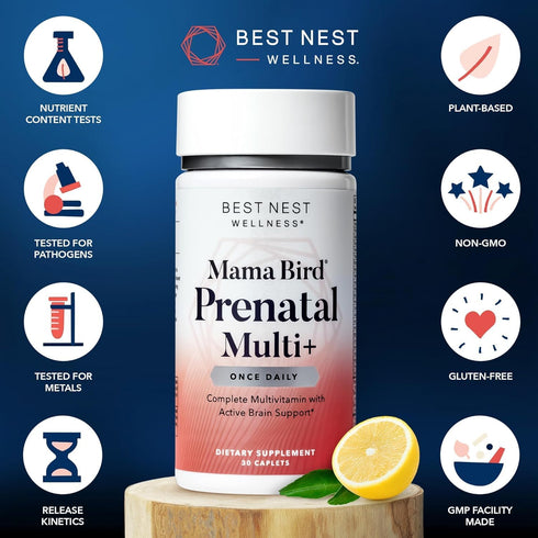 Best Nest Wellness Mama Bird Prenatal Vitamin - Vegan Prenatal Vitamins for Women with Methylfolate (Folic Acid) &