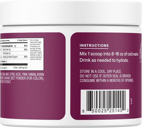 Cure Hydration Plant-Based Electrolyte Drink Mix, Berry Pomegranate, 28 Servings Jar, No Added Sugar