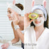 YISSION 6Pcs Face Wash Headbands and Wristbands Set, Bunny Ears Spa Headband for Women Girls Washing Face (Blue White)