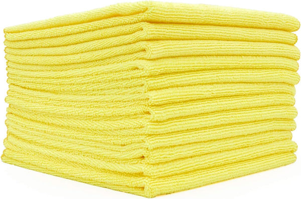 The Rag Company All-Purpose Microfiber Terry Cleaning Towels, 12-Pack, 12in x 12in, Yellow, Commercial Grade