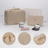 Pocmimut Travel Makeup Bag - Leather Cosmetic Organizer for Women, Large Makeup Bag with Brush Holder (Apricot)