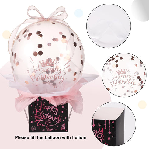 lasuroa Set Pull Money Balloon Box for Cash Gift, Funny Happy Birthday Surprise with Balloons, Ribbon, Holder