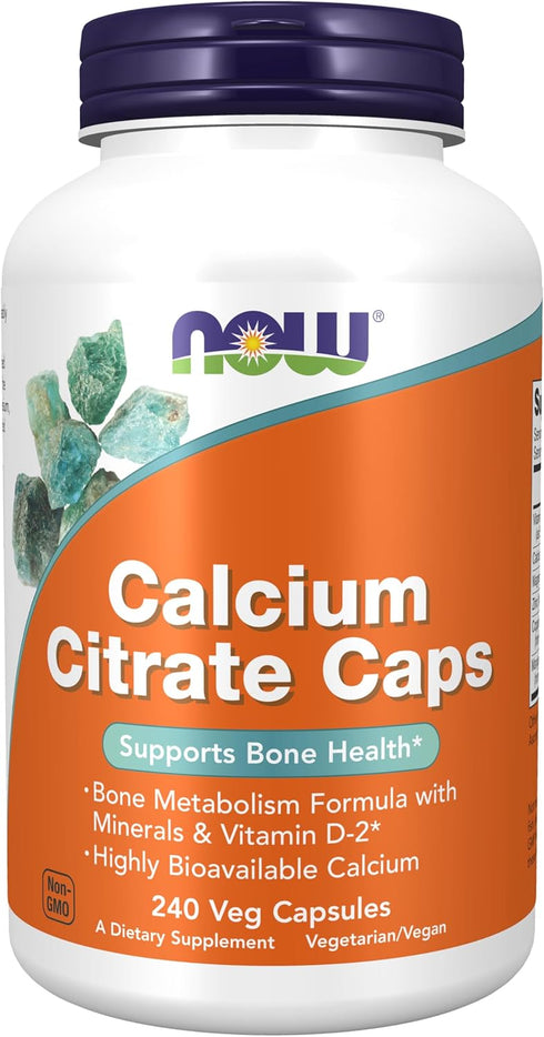 NOW Supplements Calcium Citrate with Vitamin D, Magnesium, Zinc, Copper, Manganese, 240 Veg Capsules