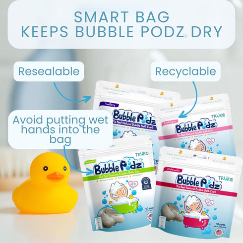 TruKid Bubble Podz Bubble Bath for Baby & Kids, Gentle Refreshing Bath Bomb for Sensitive Skin, Vanilla