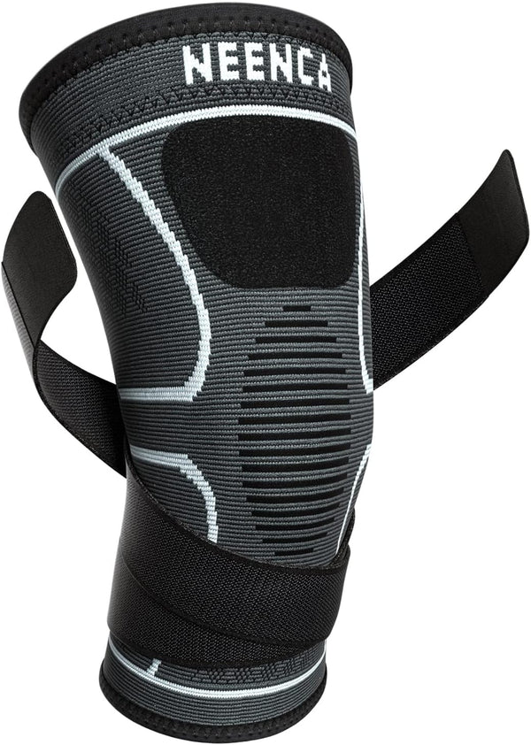 NEENCA Knee Braces for Pain Relief - 2 Pack Compression Sleeves with Adjustable Straps for Sports and Joint Pain