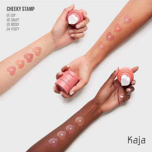 Kaja Blush - Cheeky Stamp Gift, 7 Shades, Buildable & Blendable with Heart-shaped Applicator, 03 Bossy, 0.17 Oz
