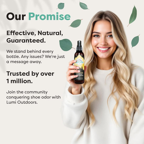 Lumi Outdoors Natural Shoe Deodorizer Spray & Odor Eliminator - Essential Oil Fresh Citrus Tea Tree Odor Eater