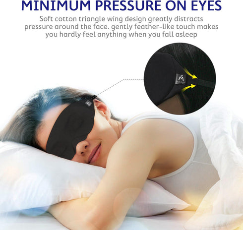 Mavogel Cotton Sleep Mask, Light Blocking Eye Blindfold for Men Women, Grey & Black
