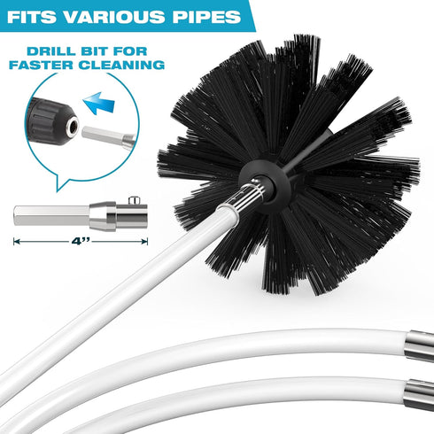 Sealegend 15 FEET Dryer Vent Cleaner Kit - Double Synthetic Brush Head with Drill Attachment for Easy Cleaning
