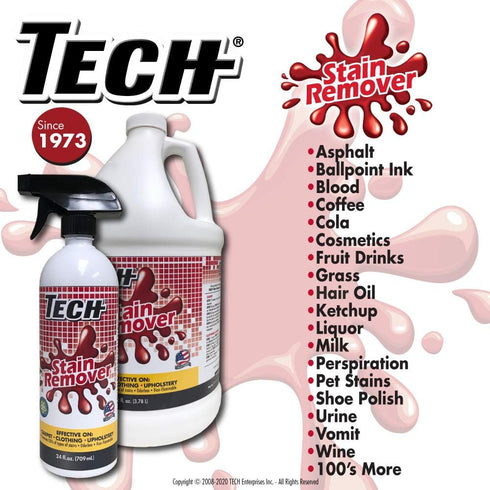 TECH Stain Remover, 24 oz Spray Bottle for Carpet, Clothes, Upholstery, and Fabrics