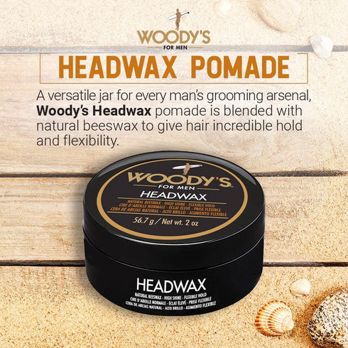 Woody's Headwax Styling Pomade for Men, Flexible Hold, High Shine, Travel-size, 2 oz./2-Pack