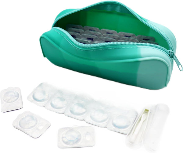 P-40 Daily Contact Lens Organizer, Disposable Lens Dispenser, Water-Resistant Silicone Case for Daily Lens