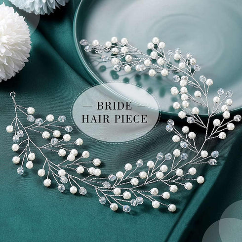 Yean Babys Breath Hair Piece, Wedding Hair Vine, Silver Rhinestone Headband, Bridal Flower Vine Accessories