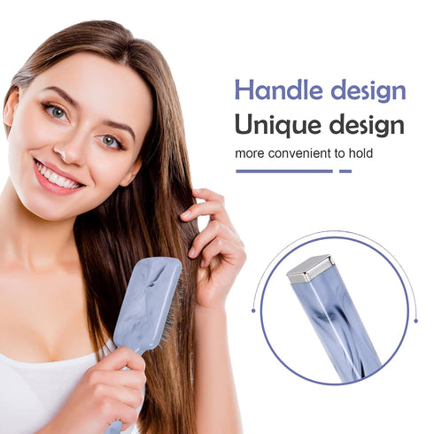 WIN SUN Paddle Brush with Air Cushion - Marble Effect, Good for Detangling, Straightening Hair and Blow Drying