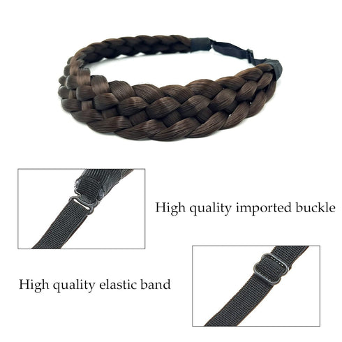 TOECWEGR 5 Strands Synthetic Hair Braided Headband Classic Chunky Wide Plaited Braids Multi Color Ladies Hair