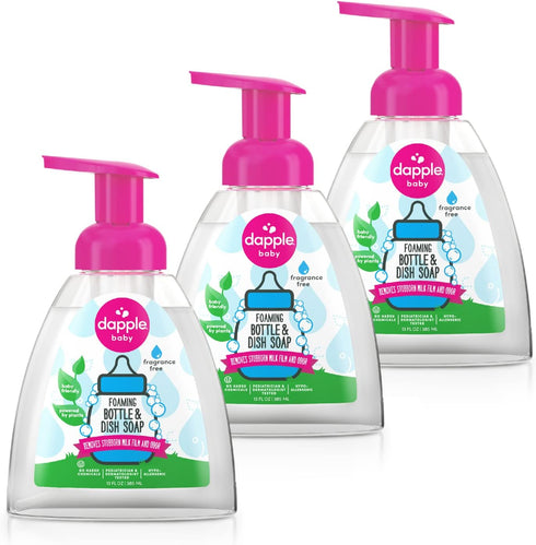 Dapple Foaming Dish Soap, Fragrance Free, 13oz, Pack of 3