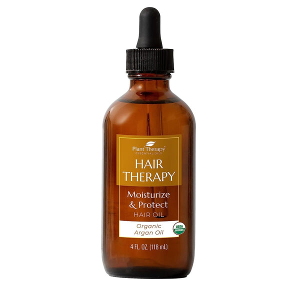 Plant Therapy Hair Therapy Oil - 4 oz Organic Argan Oil, 100% Pure, USDA Organic for Face, Hair, Skin, Nails
