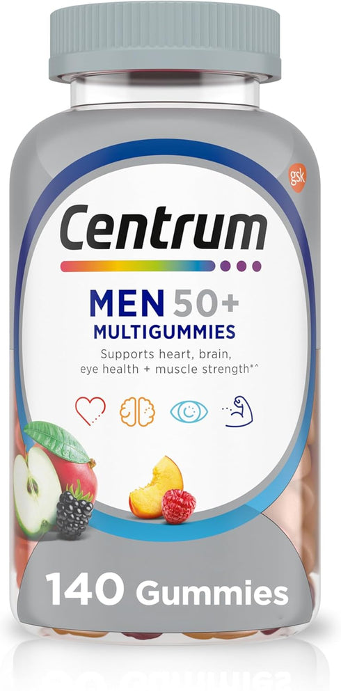 Centrum MultiGummies for Men 50 Plus, Multivitamin/Multimineral Supplement with Vitamins D3, E,