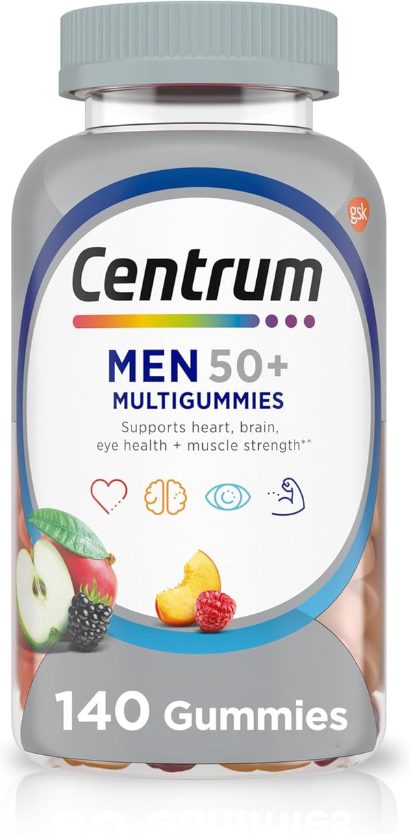 Centrum MultiGummies for Men 50 Plus, Multivitamin/Multimineral Supplement with Vitamins D3, E,
