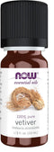 NOW Essential Oils Vetiver Oil, 100% Pure Woodsy Aromatherapy Scent, 10-mL, Child Resistant Cap