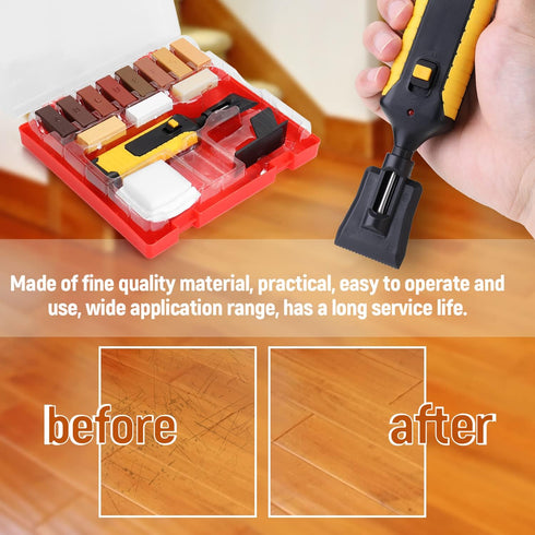 Wood Floor Furniture Scratch Repair Kit, 11 Colors Wax, Leepesx Laminate Repairing Kit with Melting Tool for Cracked