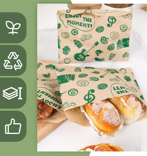 VGOODALL 50PCS Paper Sandwich Bags, Small Snack Bags 8.1x6.6inch Wax Paper Bags for Picnic & Snacks