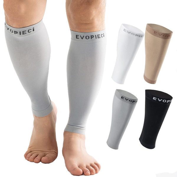 15-20mmHg Grey Calf Compression Sleeve for Men and Women, Wide Calf Brace Compression Socks for Leg Support, Pain Relief