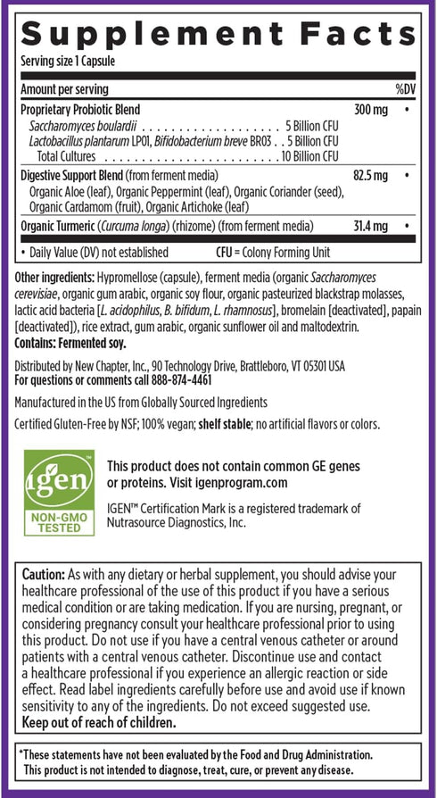 New Chapter Probiotic All-Flora - 60 ct (2 Month Supply) for Complete Gut Health & Advanced Digestion with Prebiotics +