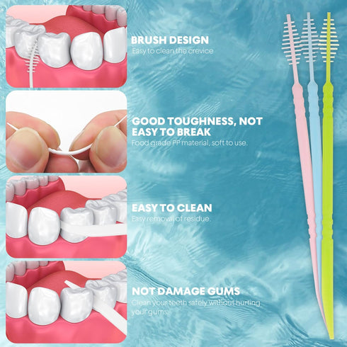 Healifty 800Pcs Double-Head Toothpicks, Disposable Plastic for Teeth Cleaning, Interdental Brushes