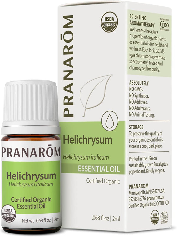 Pranarom USDA Organic Helichrysum Essential Oil (2ml), 100% Pure for Skincare, Aromatherapy & Wellness