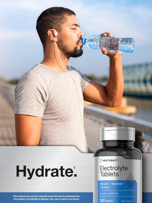 Horbaech Electrolyte Tablets - 200 Count - Vegetarian, Keto-Friendly, Non-GMO, Gluten Free Hydration Supplement