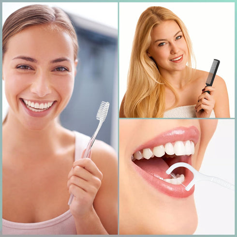 50pcs Disposable Toothbrushes with Toothpaste and Comb Floss - 4-in-1 Bulk Kit for Homeless & Hotel Use
