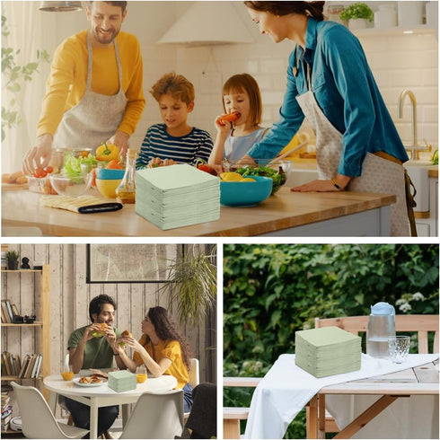 zjdbset 200 Pcs Sage Green Guest Napkin Paper Disposable Sage Green Hand Towels Beverage Napkin Paper for Bathroom