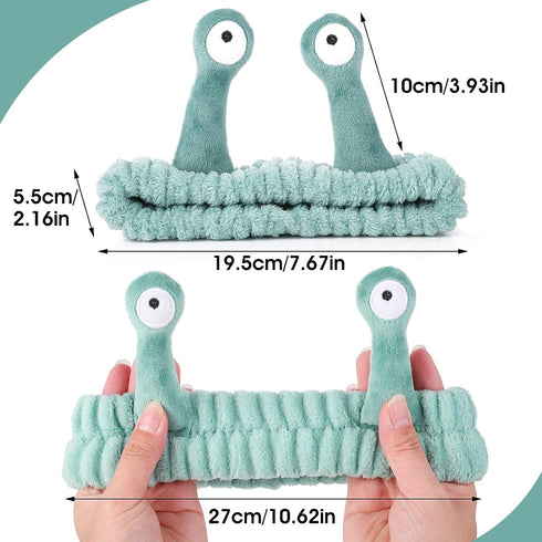 Spa Headband Facial Makeup Head Band Microfiber Soft Coral Fleece Hair Wraps, Cute Snail Cartoon Christmas Accessories